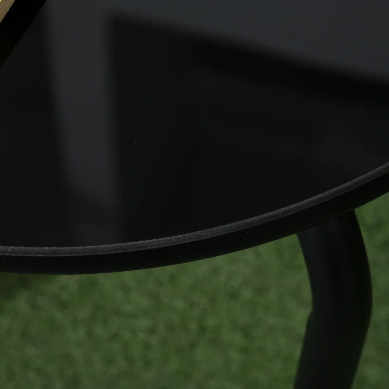 Outsunny Conjunto de Mobiliário de Jardim de 3 Peças para 2 Pessoas com 2 Cadeiras e 1 Mesa de Centro Redonda Metal Preto e Bege