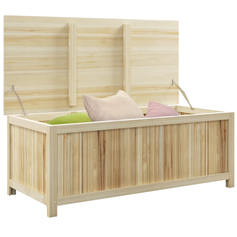 Outsunny Baú de Armazenamento de Jardim em Madeira 172L com Amortecedores para Exterior 120x55x45 cm
