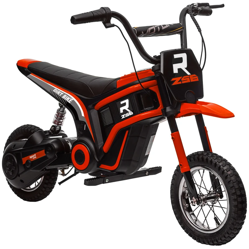 HOMCOM Moto Cross Elétrica para Criança Efeitos Sonoros 2 Velocidades 8 e 16 Km/H Bateria 12V Motor Potência 350 W Vermelho