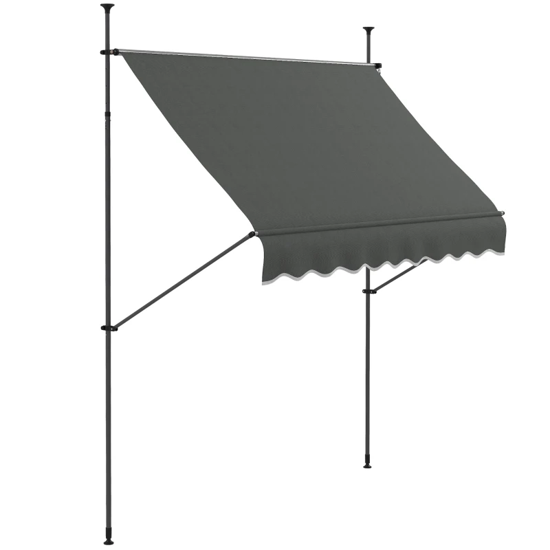 Outsunny Toldo Autossustentável Manual Retrátil 2,5x1,2x2,1-3 m Inclinação Ajustável Metal Alumínio Poliéster Cinza Escuro