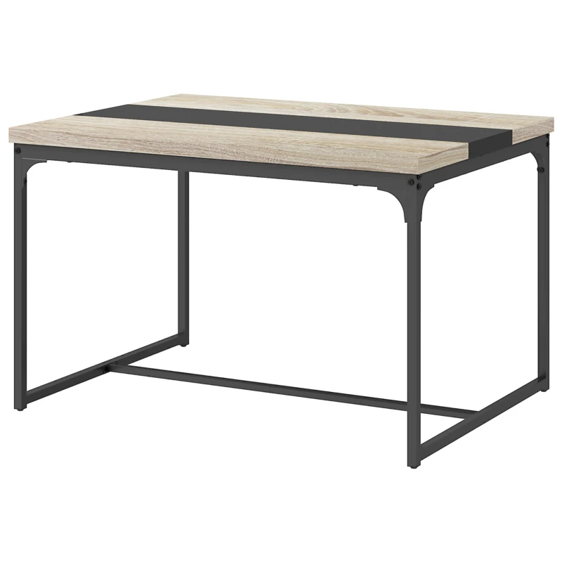 HOMCOM Mesa de Jantar para 6 Pessoas Estilo Industrial em Metal Preto e Madeira 120x89x75,5 cm