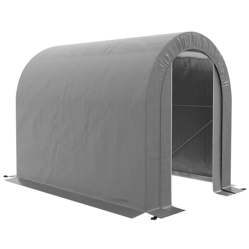 Outsunny Abrigo de Jardim Tenda de Armazenamento Exterior Abrigo de Bicicleta Garagem Lona em PP Estrutura em Metal Galvanizado Cinza
