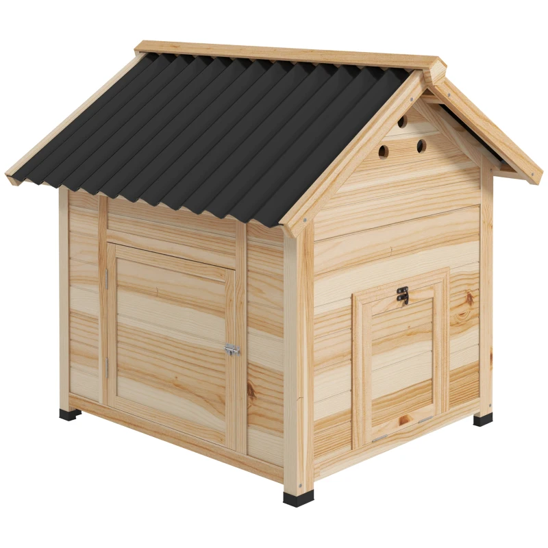 Pawhut Entenhaus Entenstall Kleintierstall Resistente Às Intempéries 2 Entradas 2 Rampas 78x90x92 cm 'Natural Preto'