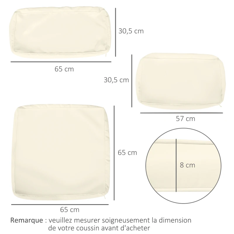 Outsunny Conjunto de 14 Capas de Almofada de Reposição para Móveis de Jardim 6 Capas de Assento 8 Capas de Encosto Poliéster Bege
