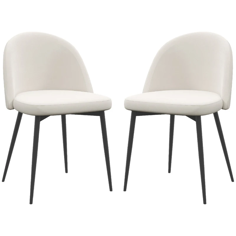 HOMCOM Conjunto de 2 Cadeiras Sala de Jantar Cadeira de Cozinha Escandinava Cadeira de Veludo Acolchoada com Pernas Afiladas de Metal