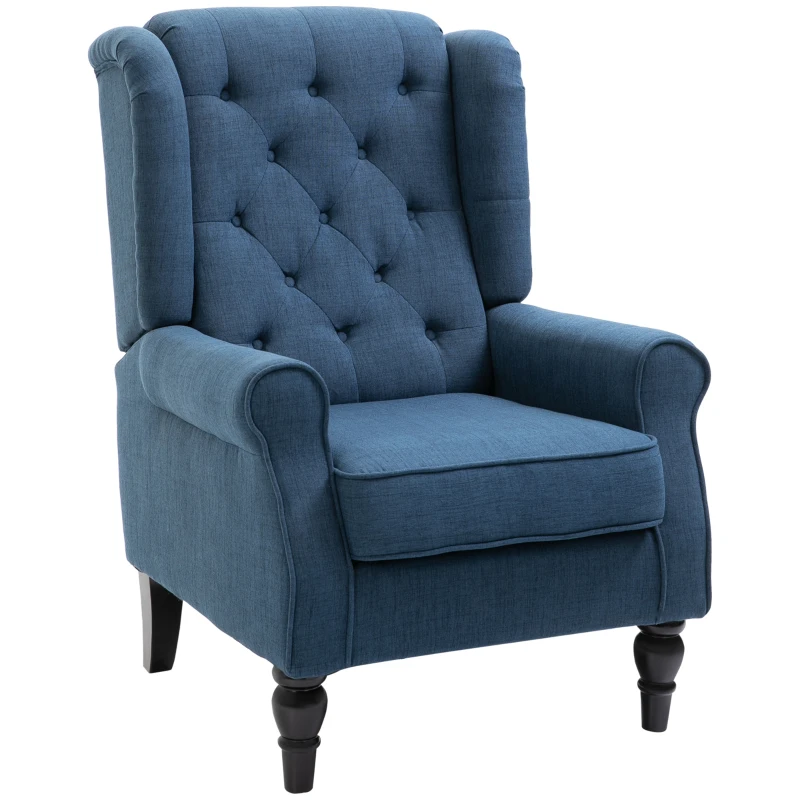 HOMCOM Elegante Poltrona de Orelhas Espessamente Acolchoada Capa Removível 74x86x102 cm Azul