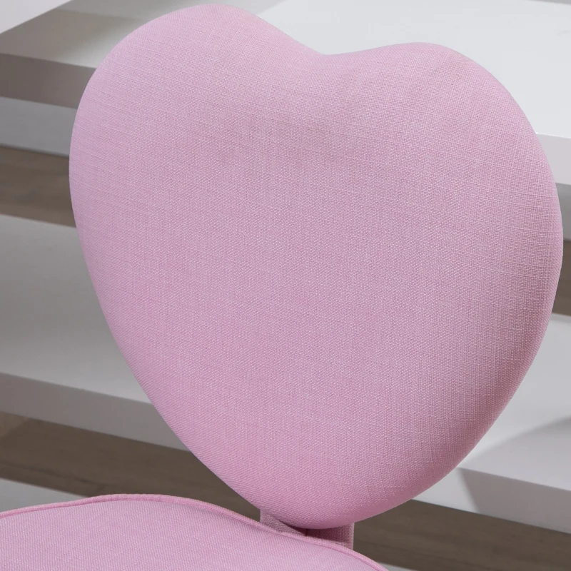 HOMCOM Cadeira de Escritório com Encosto em Forma de CoraçãoAjustável em Altura em Tecido de Linho 40x50x79-89 cm Rosa