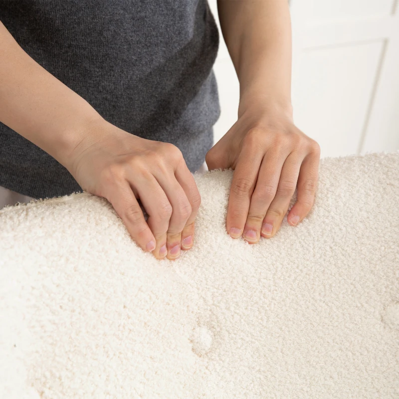 HOMCOM Cadeirão de Sala em Tecido Bouclé Capitonê e Estofado com Pés em Madeira 71x74x96 cm Bege