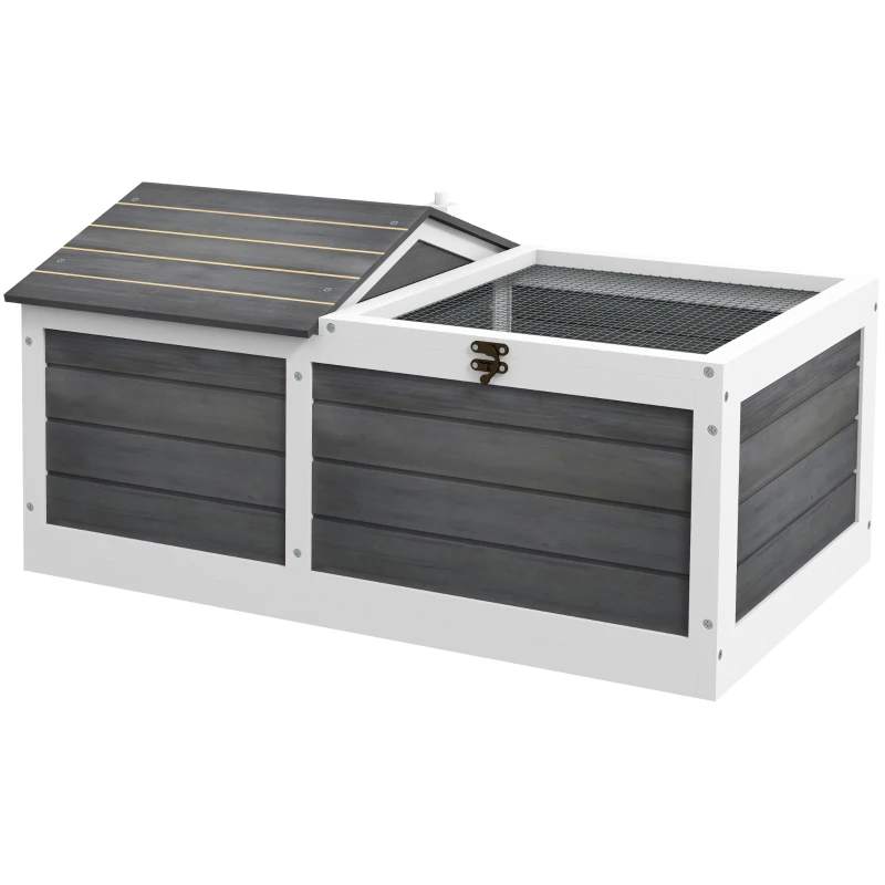 Pawhut Casa Cercado Gaiola para Pequeno Animal Jabuti com 2 Espaços 86x54x43 cm Madeira de Pinho