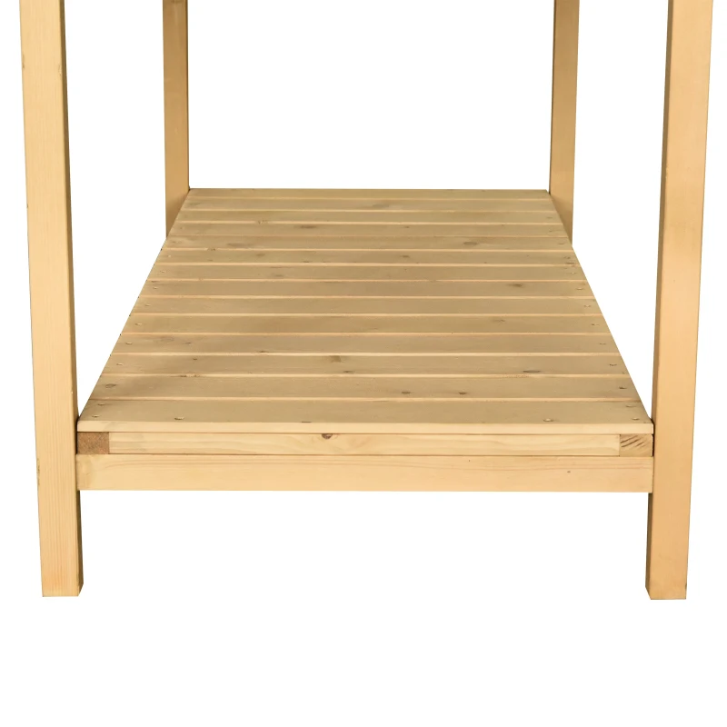 Outsunny Plantador em Pé Quadrada com Prateleira 110x46x76 cm 8 Compartimentos & Inserts de Irrigação Madeira de Pinho