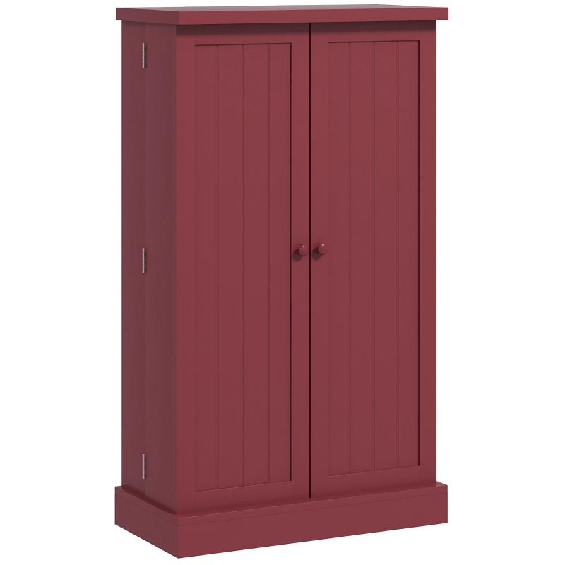 HOMCOM Armário Móvel de Cozinha despenseiro 2 Portas com 5 Prateleiras e 12 Porta Temperos 60x30x104 cm Vermelho