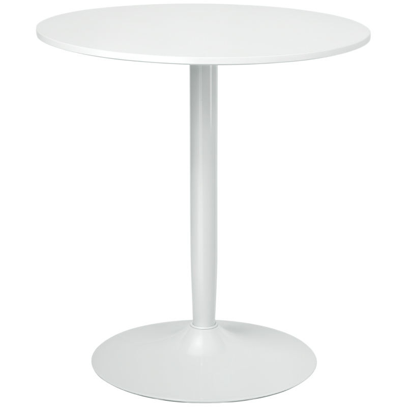 HOMCOM Mesa de Jantar para 2 Pessoas Tampo Redondo Base de Aço Branco 70x70x75 cm