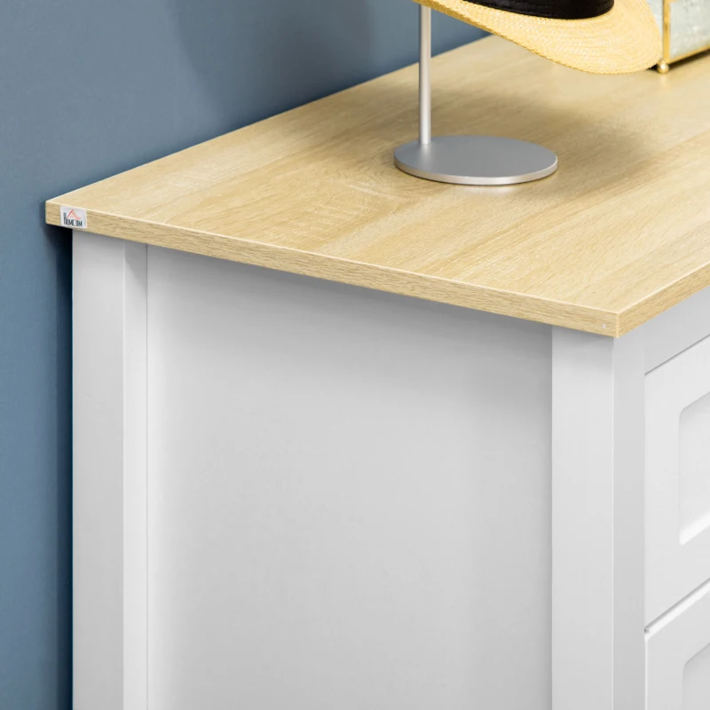 HOMCOM Aparador Móvel de Arrumação com 2 Portas Prateleira Ajustável em Altura 2 Gavetas 100x40x85 cm Branco e Aspecto de Madeira