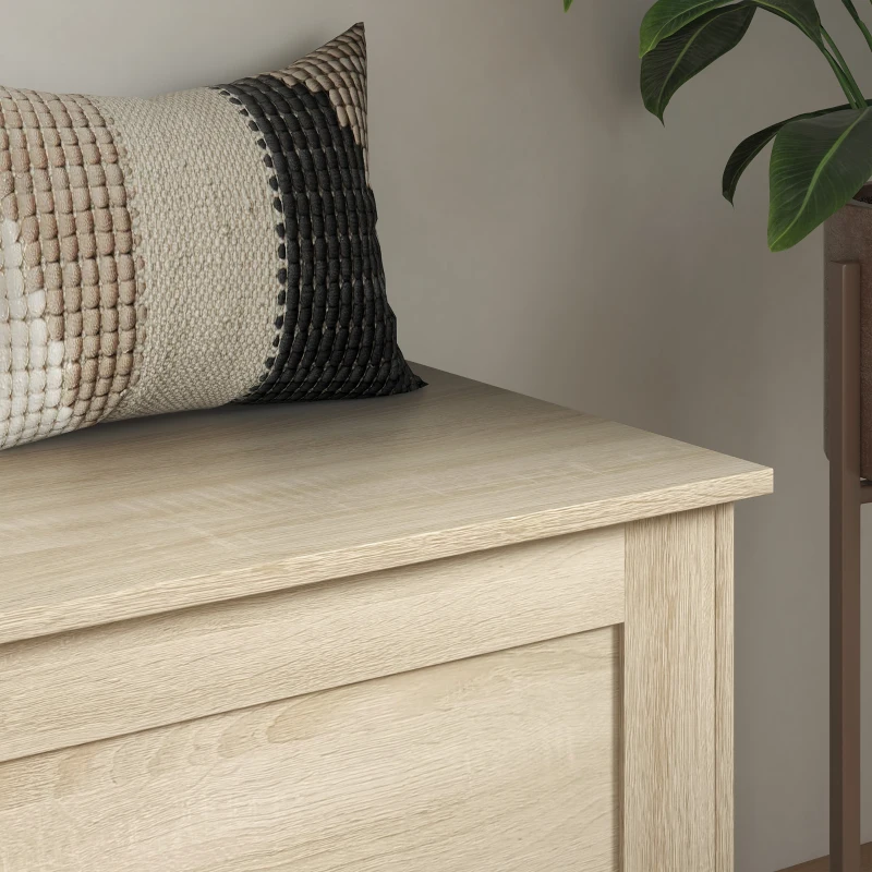 HOMCOM Baú de Armazenamento Baú de Brinquedos com Dobradiça de Segurança para Sala em Madeira 80x40x45 cm Madeira Natural