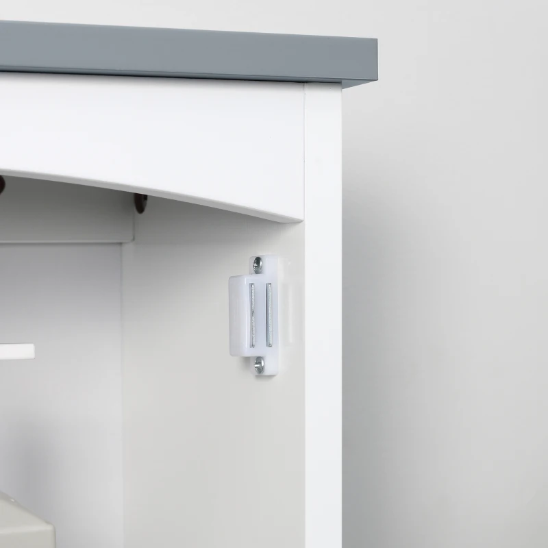 Kleankin Armário WC Suspenso Armário de Remédios Armário de Parede para Banheiro Porta Prateleira Ajustável 41x18,5x52 cm MDF Branco