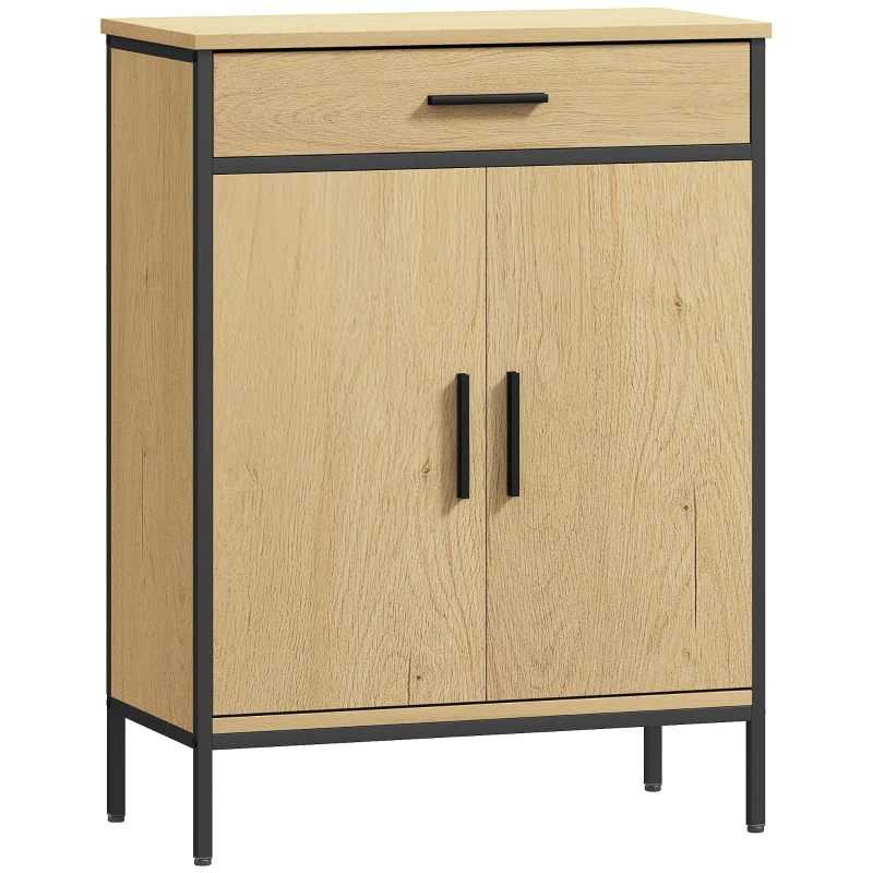 HOMCOM Móvel de Banheiro com Gaveta Armário de Porta Prateleira Ajustável e Dobradiças de Fechamento 60x30x80 cm Carvalho
