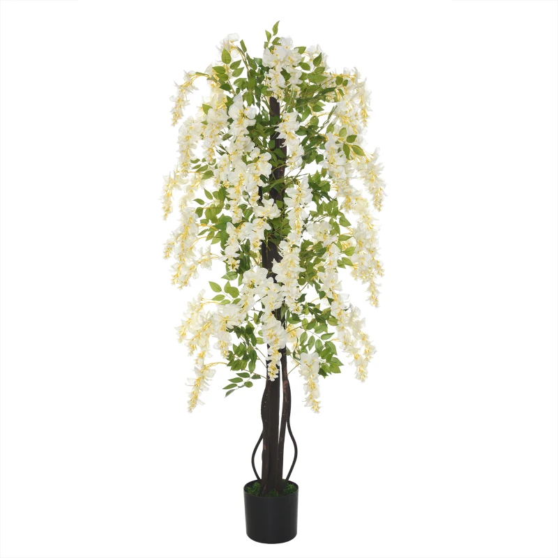 Outsunny Elegante Trepadeira Artificial de Wisteria 165 cm com Flores e Folhas Realistas para Todos Os Ambientes