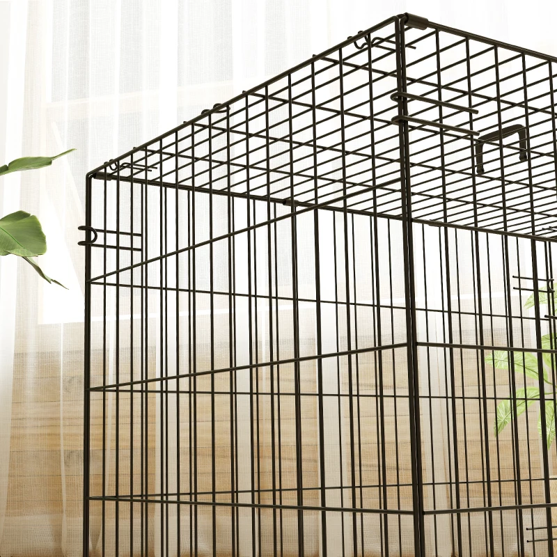 Pawhut Gaiola para Cães Gaiola de Transporte para Cães Dobrável com 2 Portas Bandeja Removível Almofada Lavável 76x53x60 cm Preto