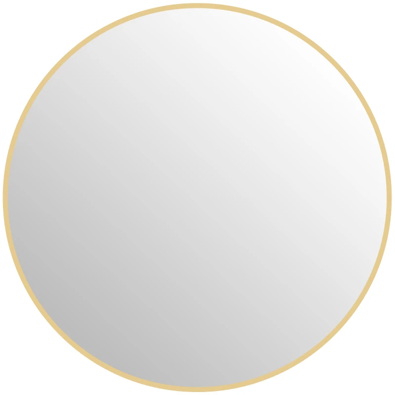 HOMCOM Espelho Redondo Espelho de Casa de Banho Quadro de Metal Fácil de Instalar Quarto Sala de Estar Entrada Ø 70x2,5 cm Dourado