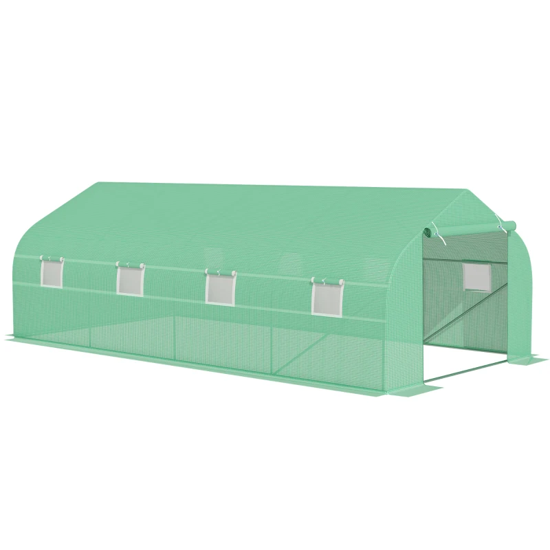 Outsunny Invernadero Tipo Caseta de Jardín o Terraza 6x3x2 m para Cultivo de Plantas y Semillas Color Verde