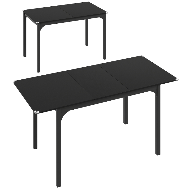 HOMCOM Mesa de Jantar Dobrável e Extensível para 4-6 Pessoas Pés em Aço para Espaços Pequenos Sala de Jantar Preto