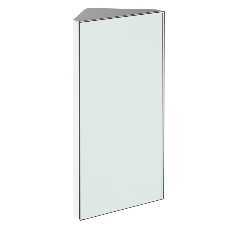 HOMCOM Armário de Canto para Banheiro em Aço com Porta de Espelho Fecho Magnético 3 Prateleiras Economizador de Espaço 60x30x18,4 cm