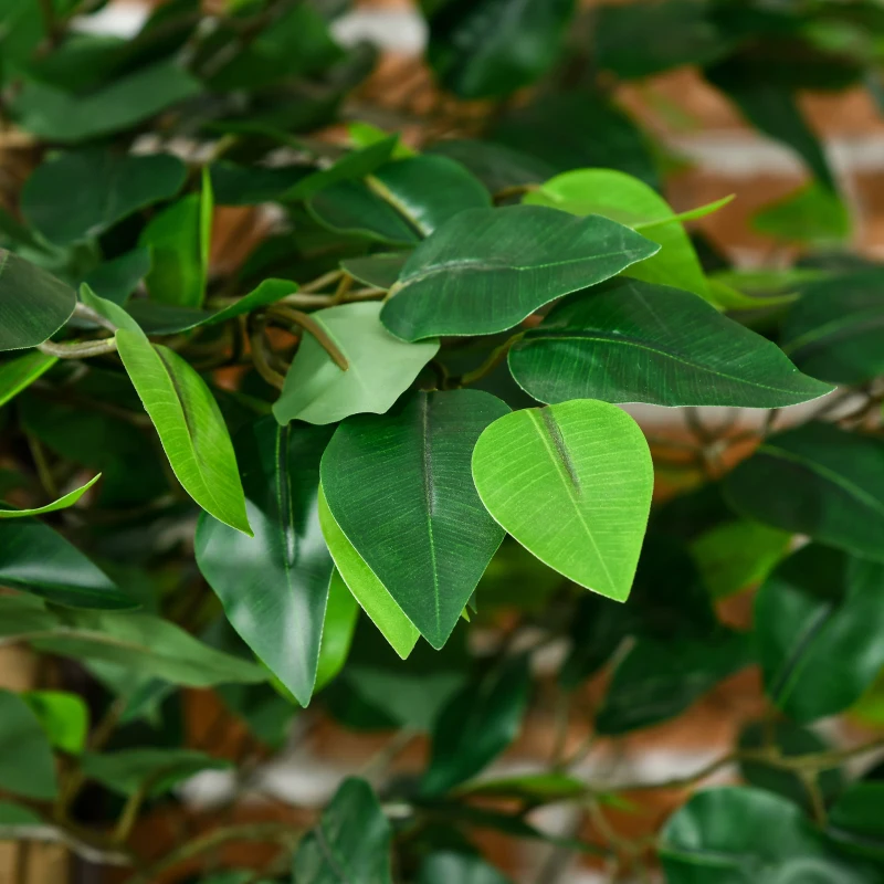 HOMCOM Conjunto de 2 Plantas Artificiais Ficus Altura 1,80 m Tronco Ramificações Cipó Musgo Folhas Alta Realismo Vaso Incluso Verde
