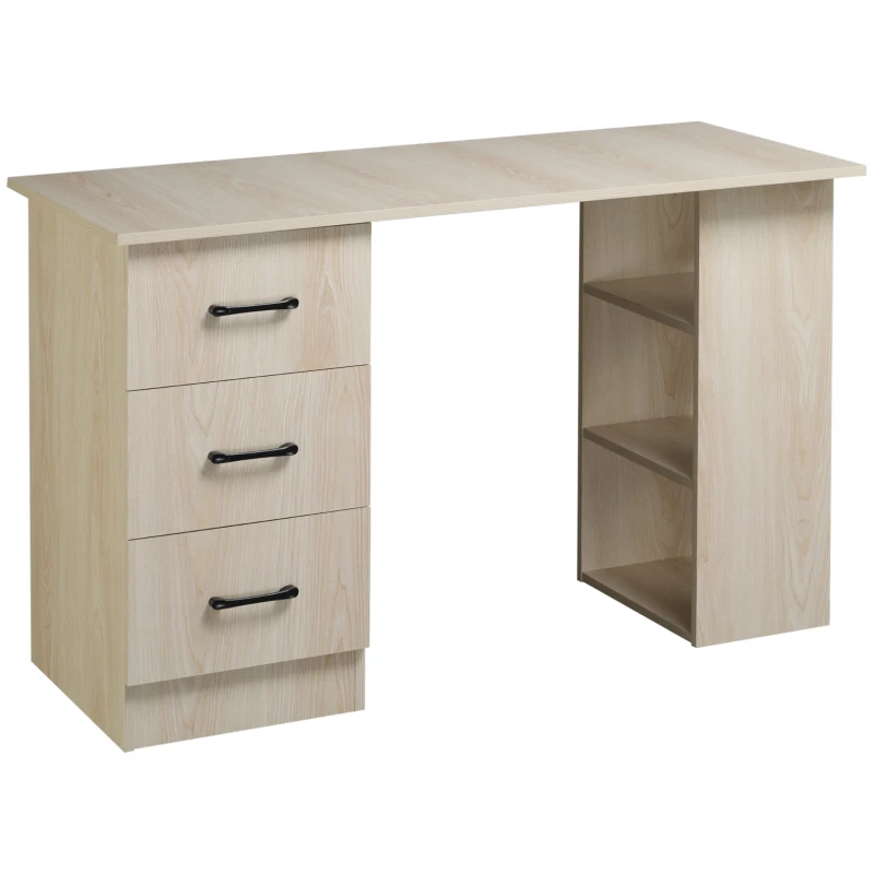 HOMCOM Mesa 120x50 cm com Prateleiras e Gavetas para Espaço Pequeno Escritório em Casa Quarto Cor Madeira