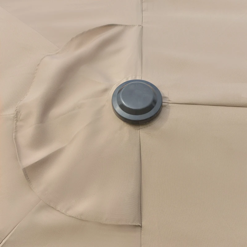 Outsunny Guarda Sol para Jardim Duplo 460x270 cm Guarda Sol Exterior Abertura de Manivela Base em Cruz e Lastro Aço e Poliéster Cáqu