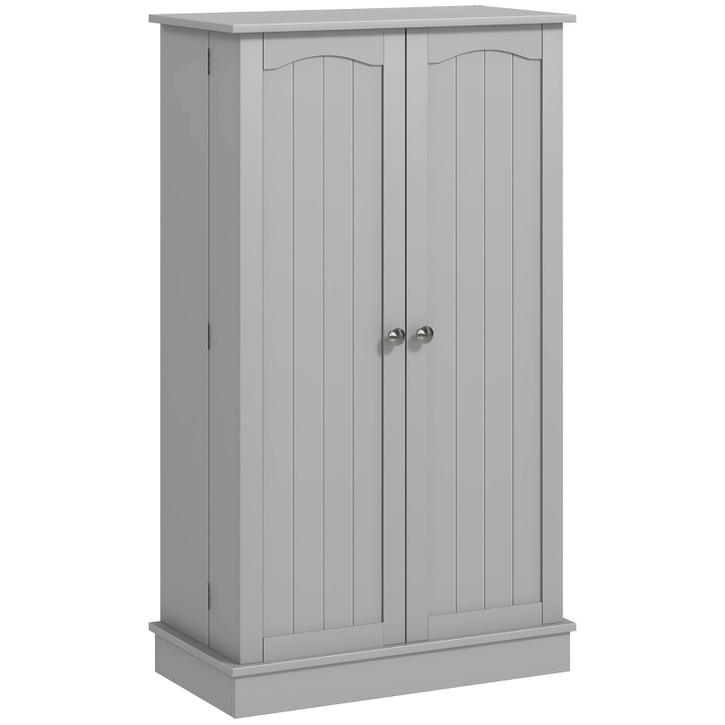 HOMCOM Armário Mueble de Cozinha despensa 2 Portas com 5 Prateleiras e 12 Porta Temperos 60x30x104 cm Cinza
