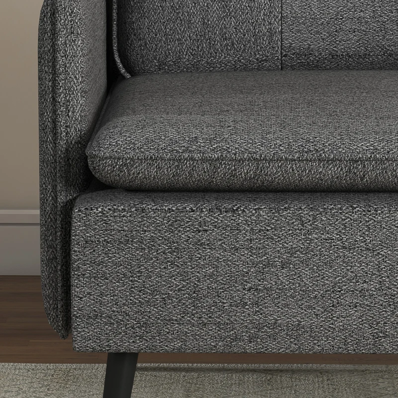 HOMCOM Poltrona Escandinava com Encosto Capitonê e Vivo em Tecido 76x68x80 cm Cinza e Pernas em Metal Preto e Dourado