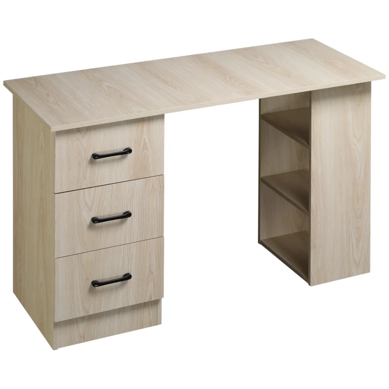 HOMCOM Mesa 120x50 cm com Prateleiras e Gavetas para Espaço Pequeno Escritório em Casa Quarto Cor Madeira