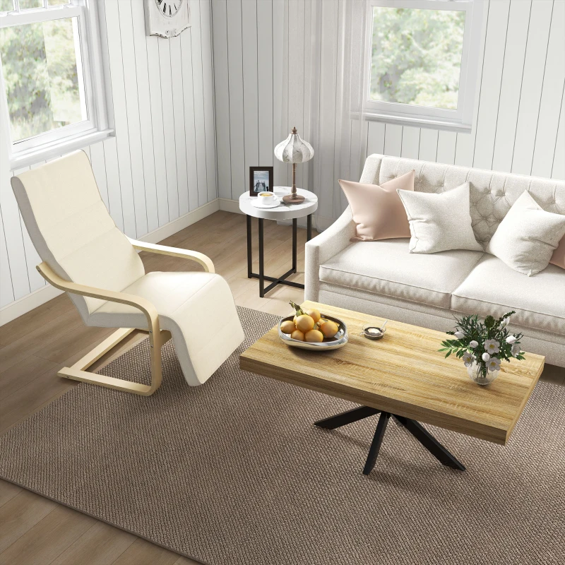 HOMCOM Mesa de Centro Retangular Mesa Auxiliar Estilo Industrial em Metal Preto e Tampo Aspeto Madeira 110x60x45 cm