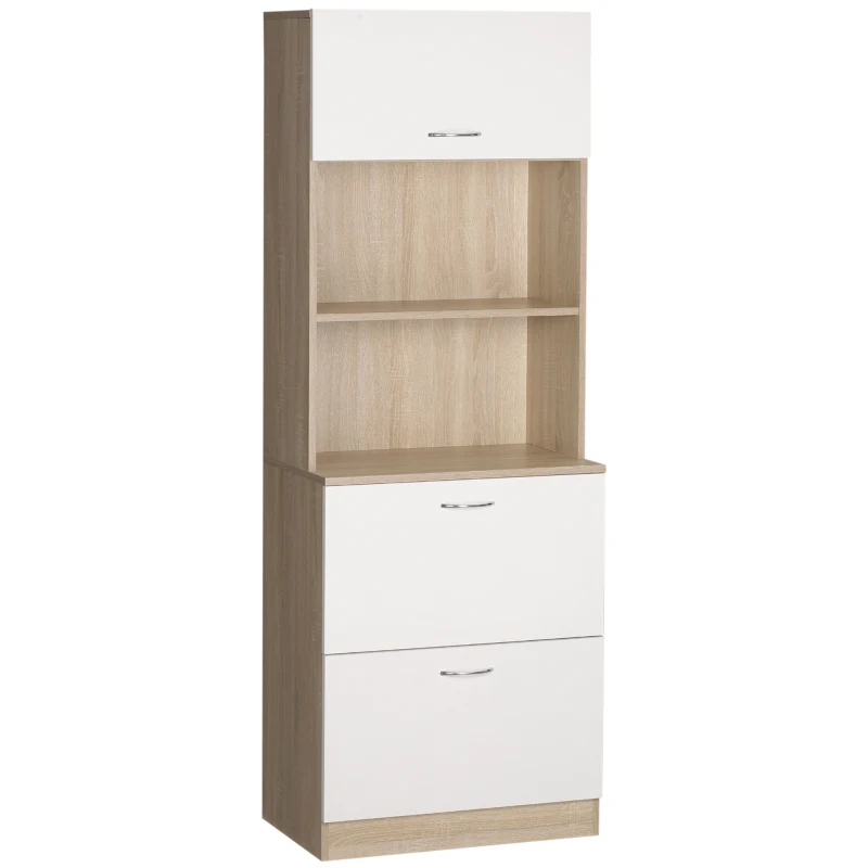 HOMCOM Buffet de Cozinha Armário de Cozinha Multi Armazenamento 2 Gavetas 1 Armário Grande Balcão 60x38x168 cm MDF Branco