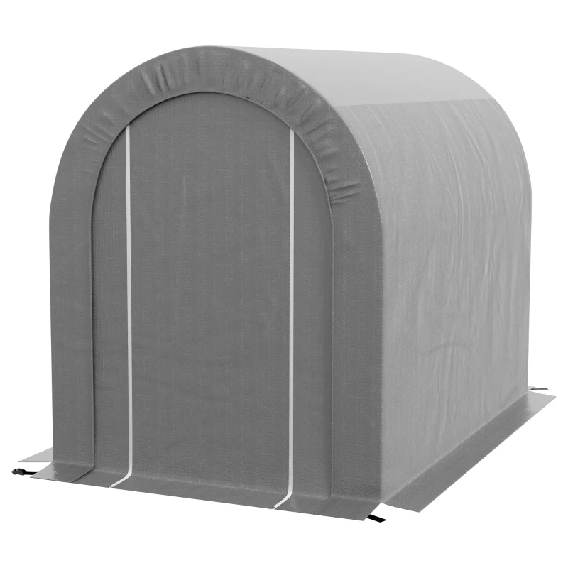 Outsunny Abrigo de Jardim Tenda de Armazenamento Exterior Abrigo de Bicicleta Garagem Lona em PP Estrutura em Metal Galvanizado Cinza