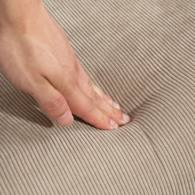 HOMCOM Poltrona de Acento com Puff Poltrona Relaxante em Cordão Poltrona de Braço com Pernas de Madeira para Sala de Estar Bege Claro