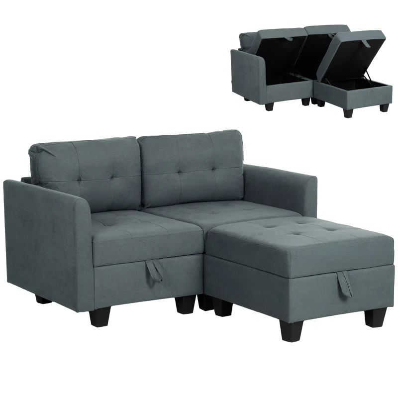 HOMCOM 'L' Shape Modular Storage Sofa - Dark Grey