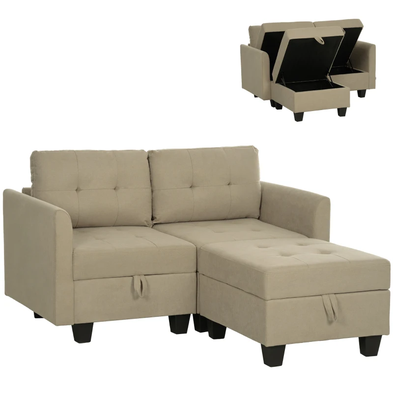 HOMCOM 'L' Shape Modular Storage Sofa - Light Brown