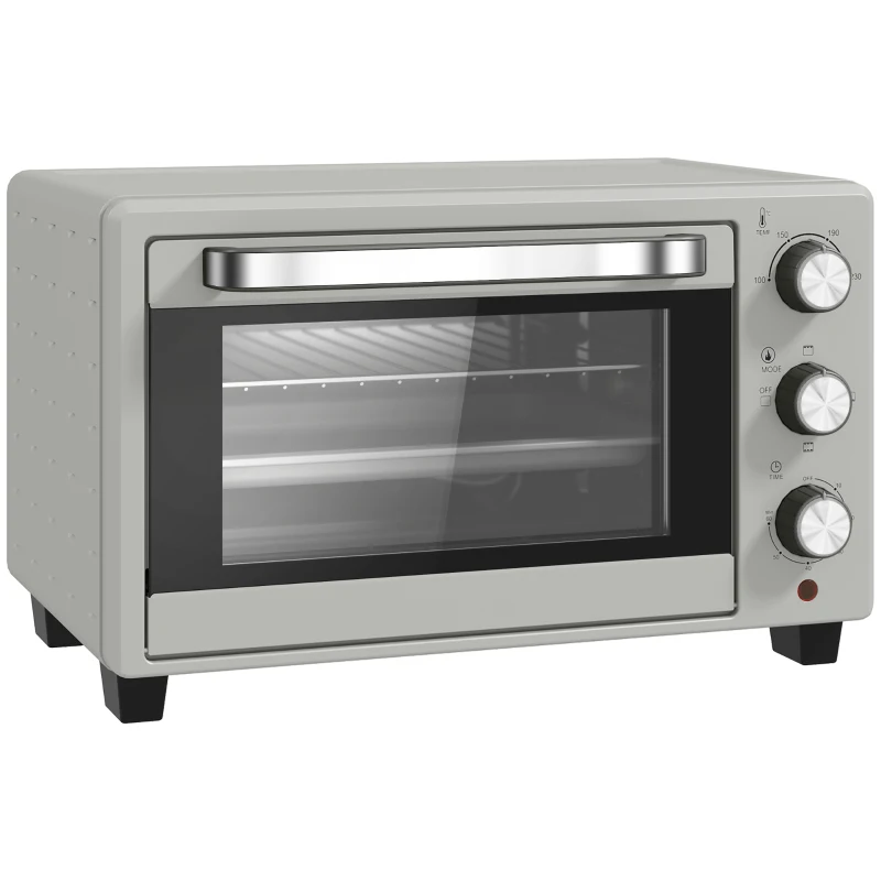 HOMCOM 21L Mini Countertop Oven, 100°C-230°C Adjustable Temp - Silver Tone