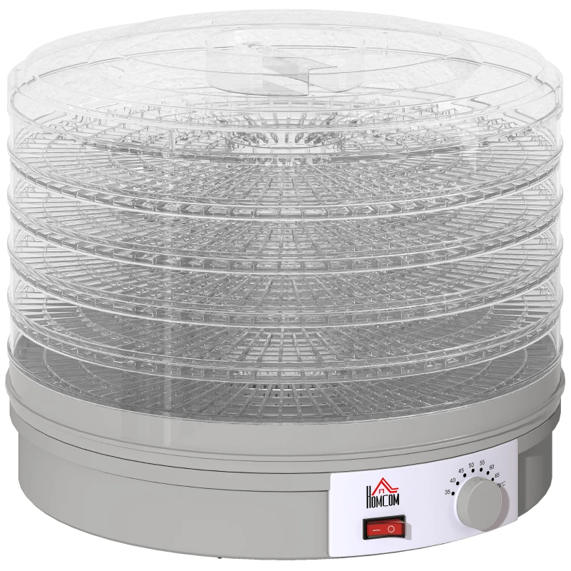 HOMCOM 5 Tier Food Dehydrator, 245W Food Dryer Machine with Adjustable Temperature Control for Drying Fruit, Meat, Vegetable, Jerky and Pet Treat, Grey