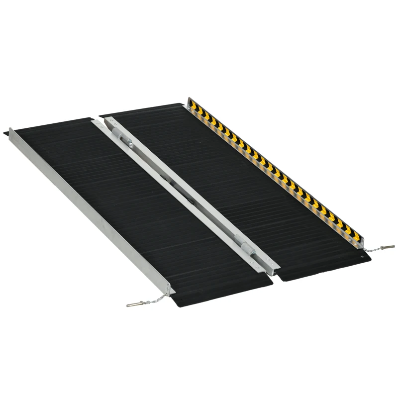 HOMCOM Rampa para Sillas de Ruedas Plegable de Aleación de Aluminio 122 cm con Adhesivos Reflectantes Carga 272 kg Negro