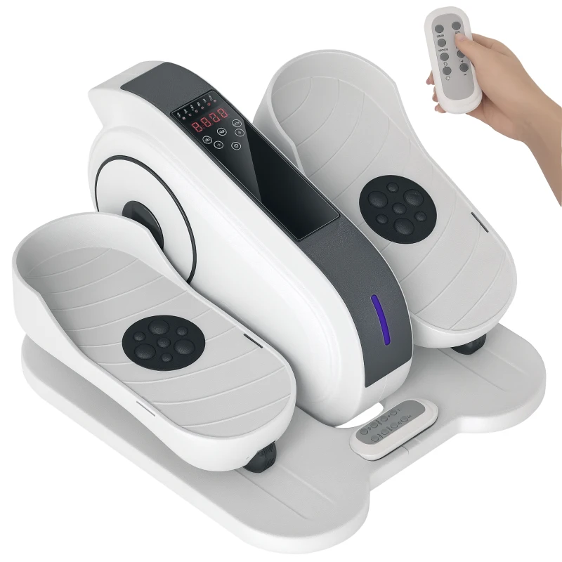SPORTNOW Under Desk Elliptical Machine, Seated Pedal Exerciser, Mini Electric Elliptical Machine for Seniors with LCD Monitor, Remote Control and 10 Adjustable Speed, Quiet & Portable, White
