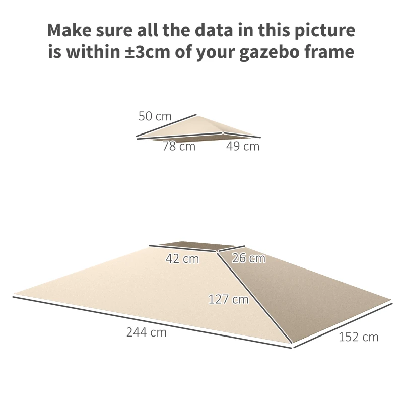 Outsunny Grill Gazebo Replacement Canopy Roof for 1.5 x 2.4m Frame, UPF50+ Protection, Double Tiered 5' x 8' Outdoor BBQ Gazebo Cover Replacement, TOP COVER ONLY, Beige