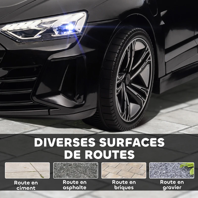 HOMCOM Voiture électrique enfant 12 V - véhicule électrique avec télécommande parentale fournie - V. Max. 5 Km/h - effets sonores, lumineux - Audi RS E-tron GT noir(m-8)