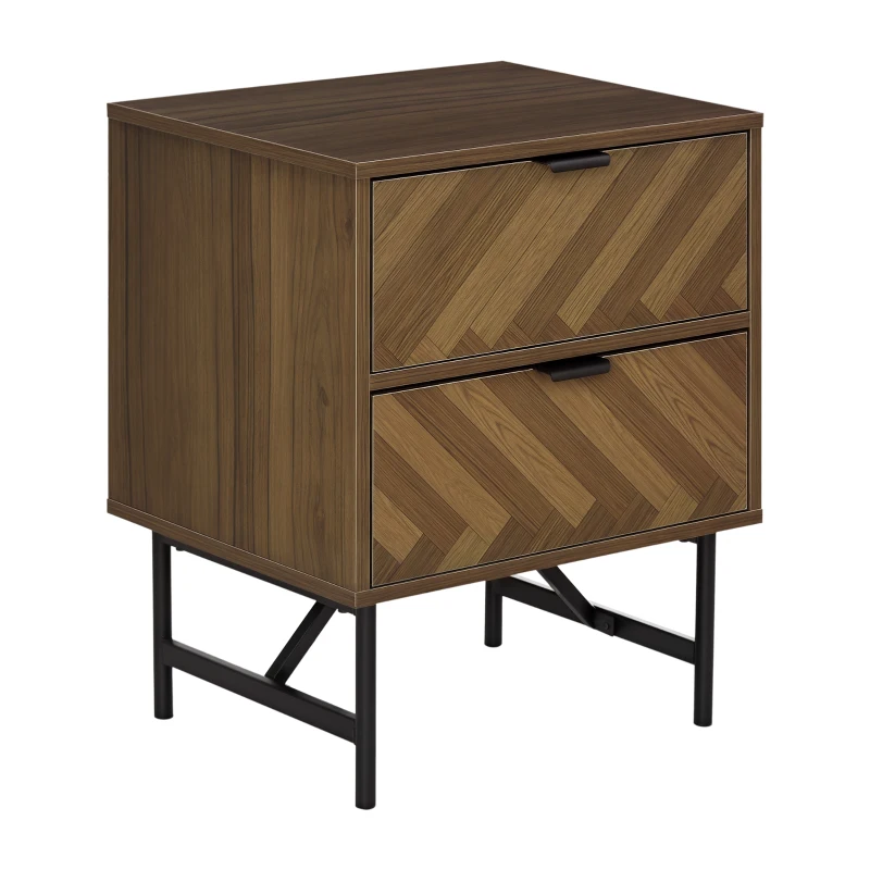 HOMCOM Comodino con 2 Cassetti in Legno per Camera da Letto Design in Stile Industriale 48x39.5x61cm