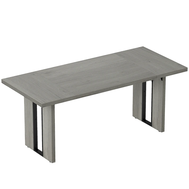 HOMCOM Mesa de Comedor en Estilo Industrial para un Máximo de 8 Personas, en Madera y Acero, 180x80x75 cm, Gris