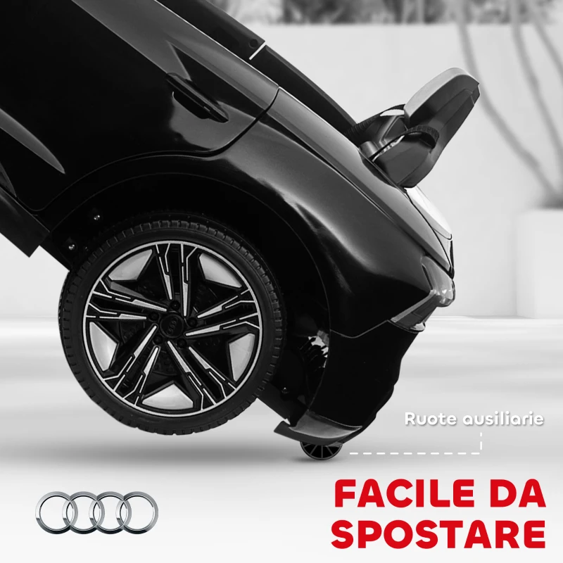 HOMCOM Macchina Elettrica per Bambini 5 Anni con Licenza Audi, Telecomando e Musica, Nera