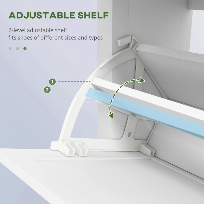 HOMCOM Narrow Shoe Cabinet with 2 Flip Drawers and Adjustable Shelves, White