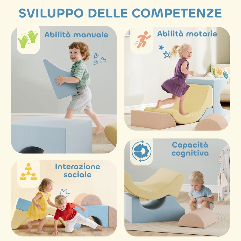 AIYAPLAY Set 5 Costruzioni Morbide per Bambini 1.5-8 Anni, in Tessuto Effetto Velluto e Spugna, Multicolore
