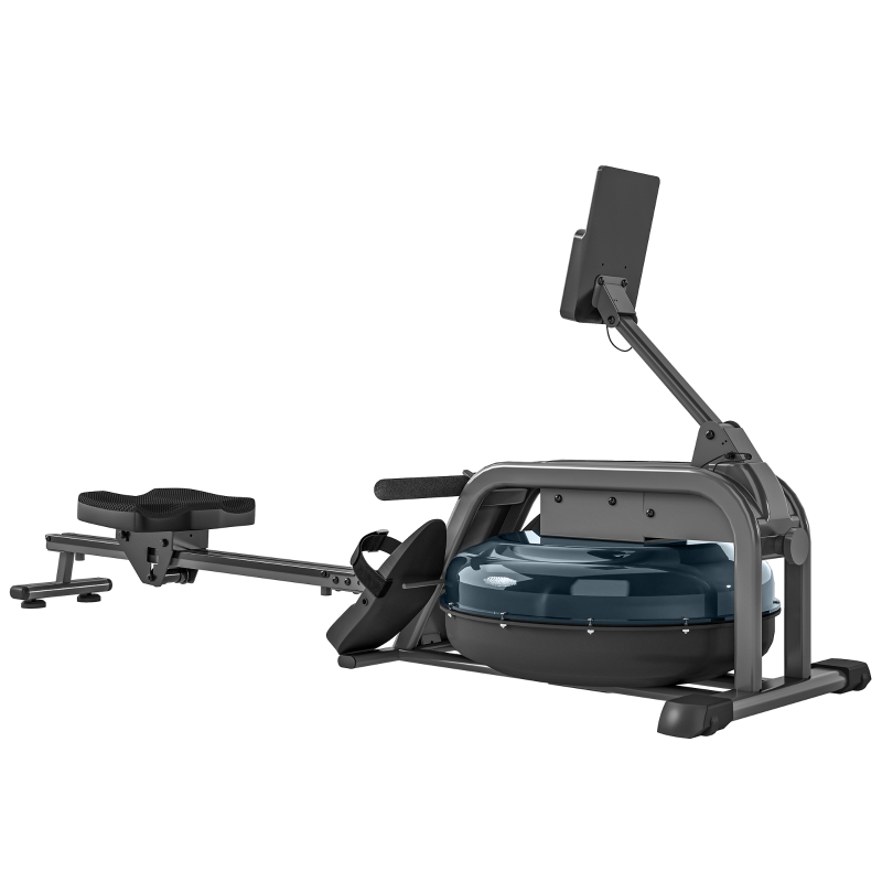 Rameur à Eau SPORTNOW – 6 Niveaux, écran LCD, Support Tablette, Rangement Vertical, Charge Max 135 Kg, Acier